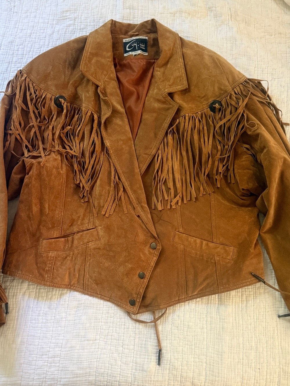 Vintage leather fringe jacket